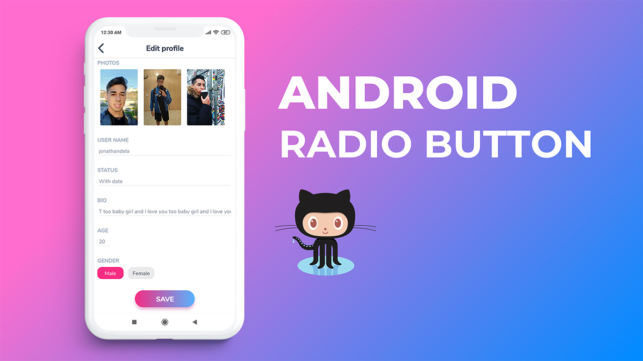 Post header Android Radio Button with Android Studio